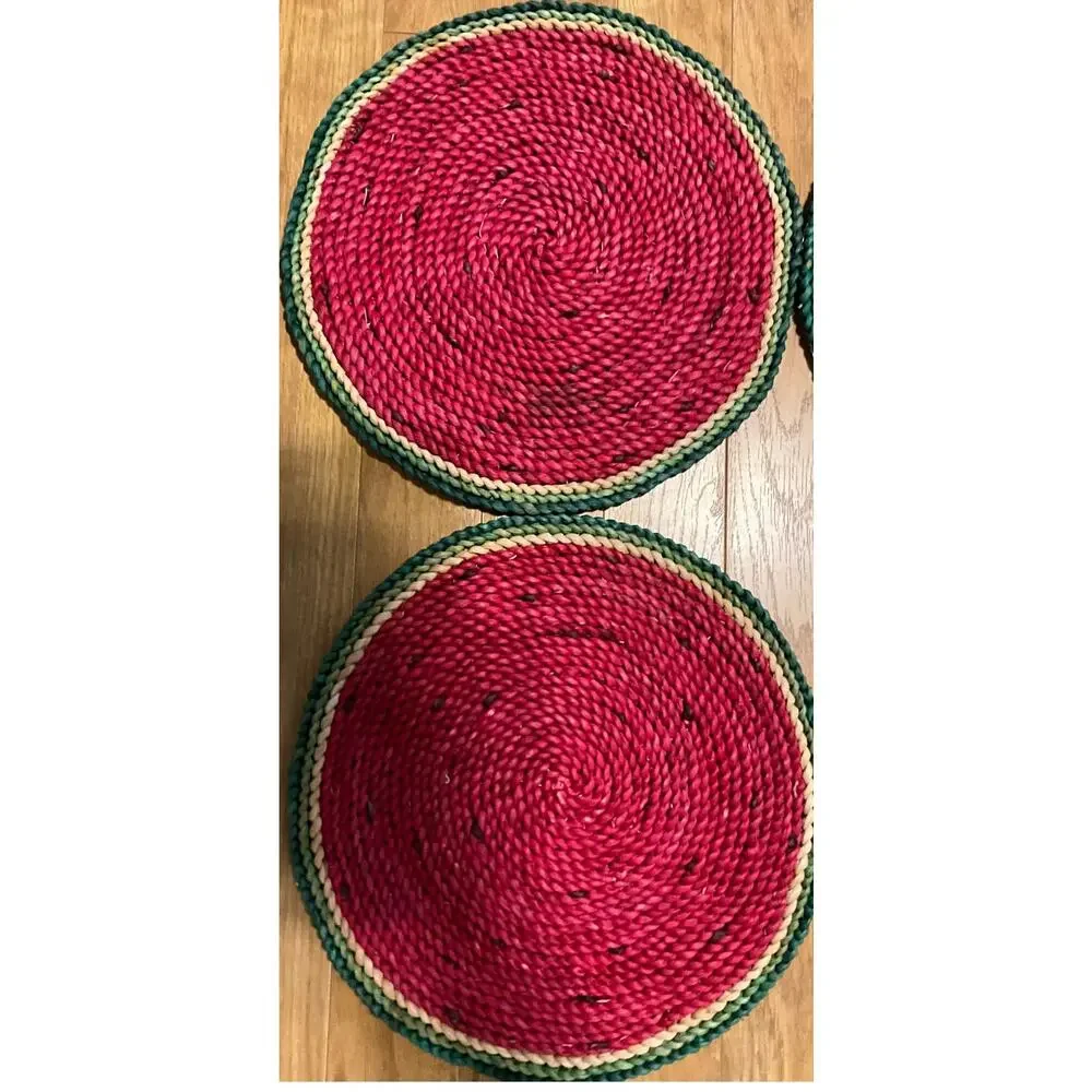 Set of 4 Round 15” Watermelon Natural Grass Table Placemat Indoor Outdoor